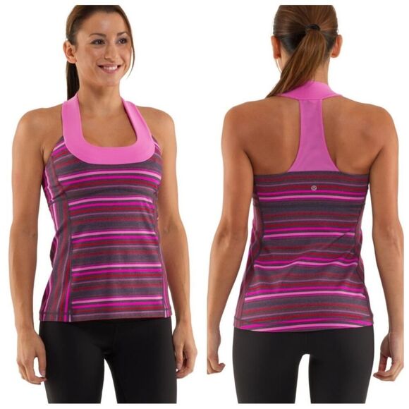Lululemon Scoop Neck Tie Dye Striped Tank sz 8 - Picture 2 of 12